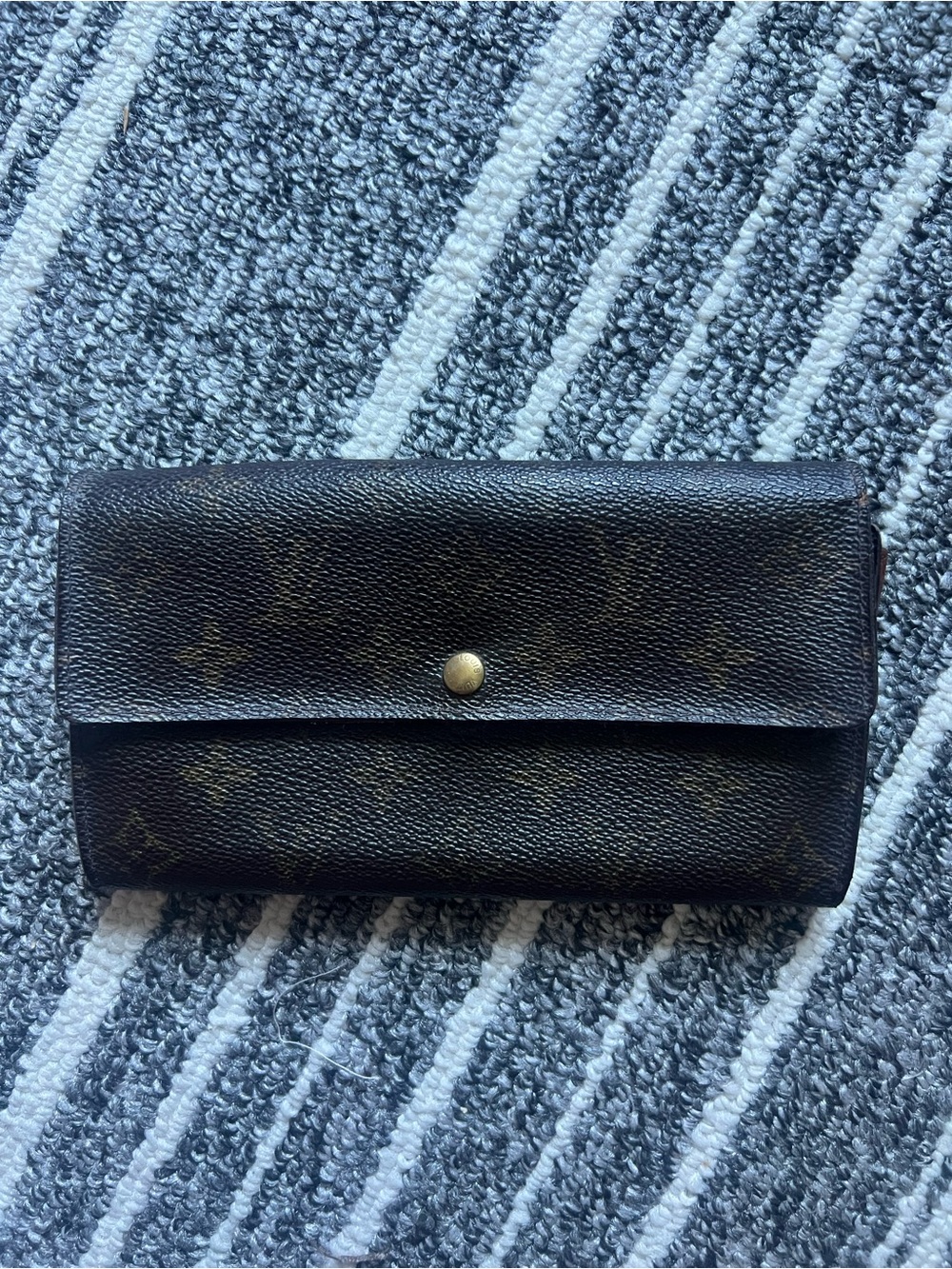 Louis Vuitton Dark Brown Monogram Fold Wallet with Gold Snap